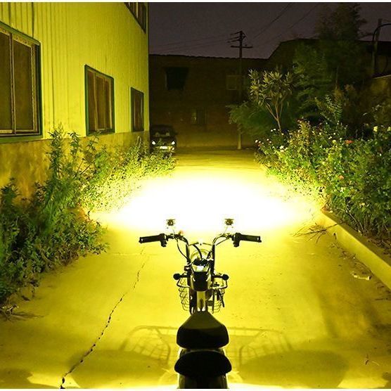 摩托车灯电动车射灯超亮强光led大灯 远近光一体12v60v透镜铺路灯
