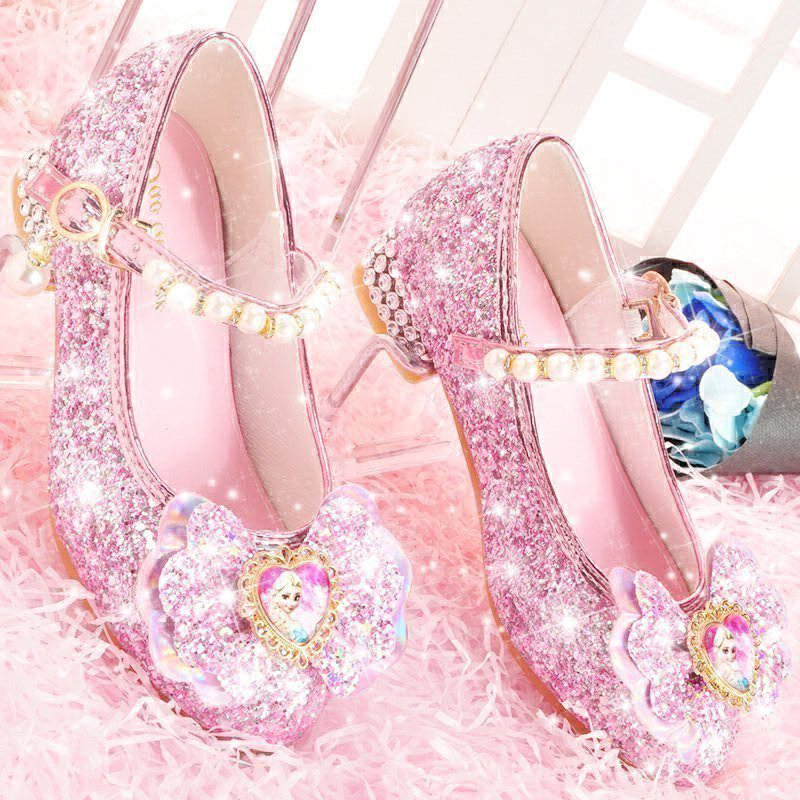 女童皮鞋软底爱沙公主童鞋女生宝宝水晶鞋女儿童高跟演出礼服鞋子