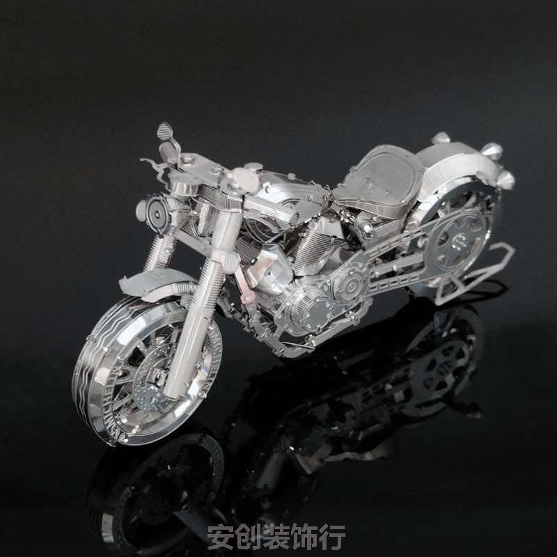 金属3D拼图手工玩具摩托车制作拼装益智立体_DIY成人模型