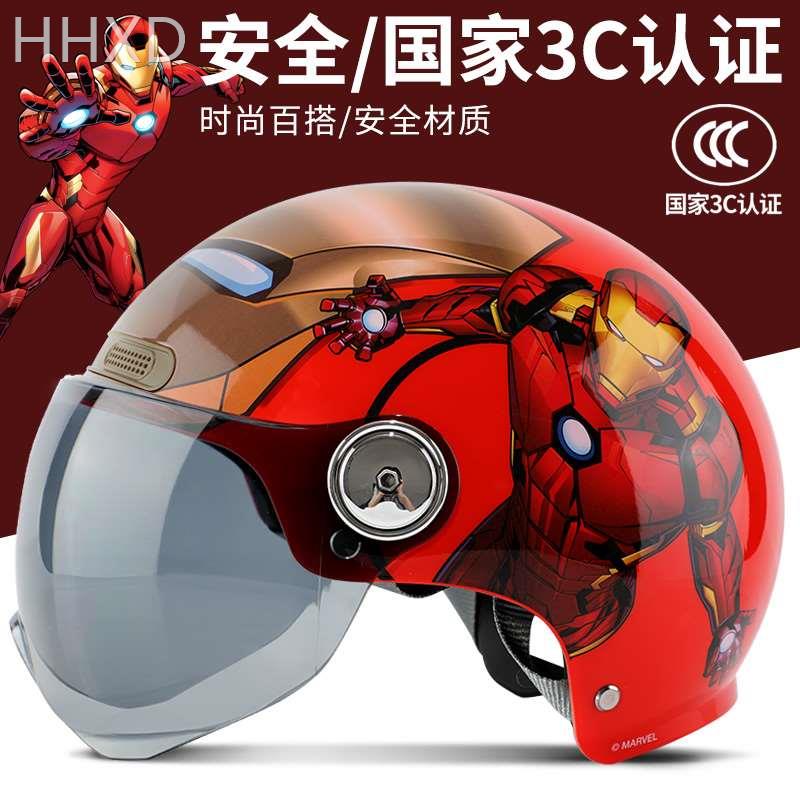 3C认证钢铁侠电动电瓶车摩托头盔女士男安全帽夏季儿童男孩半盔