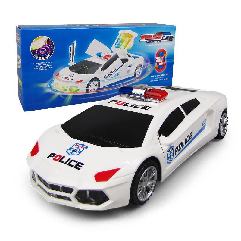 新款电动开门警车玩具360度旋转汽车自动开关门跑车男孩子礼物