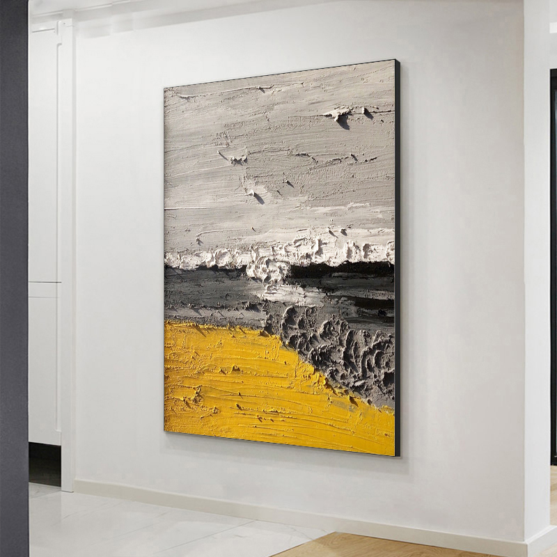 速发纯手绘现代黑白海浪立体抽象油画餐厅玄关客厅挂画背景墙装饰