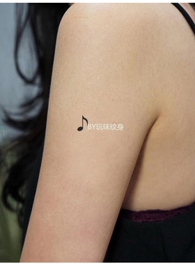 玩味音乐符号纹身贴ins持久防水女网性感耳后单曲循环刺青一次性