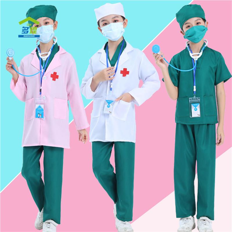 儿童医生护士手术工作服幼儿职业抗击疫情角色扮表演出服装白大褂