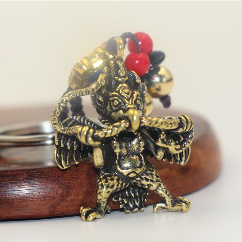 西藏纯铜个性摩托汽车钥匙扣大鹏金翅鸟吊坠配饰品男女礼品不掉色