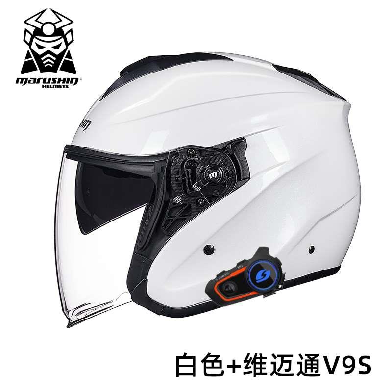 新品马鲁申摩托车头盔夏季双镜片四分之三半盔碳纤维男女四季通用