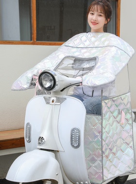 日本进口亲子电动车挡风被夏季儿童款防晒罩防水电瓶车摩托车遮阳