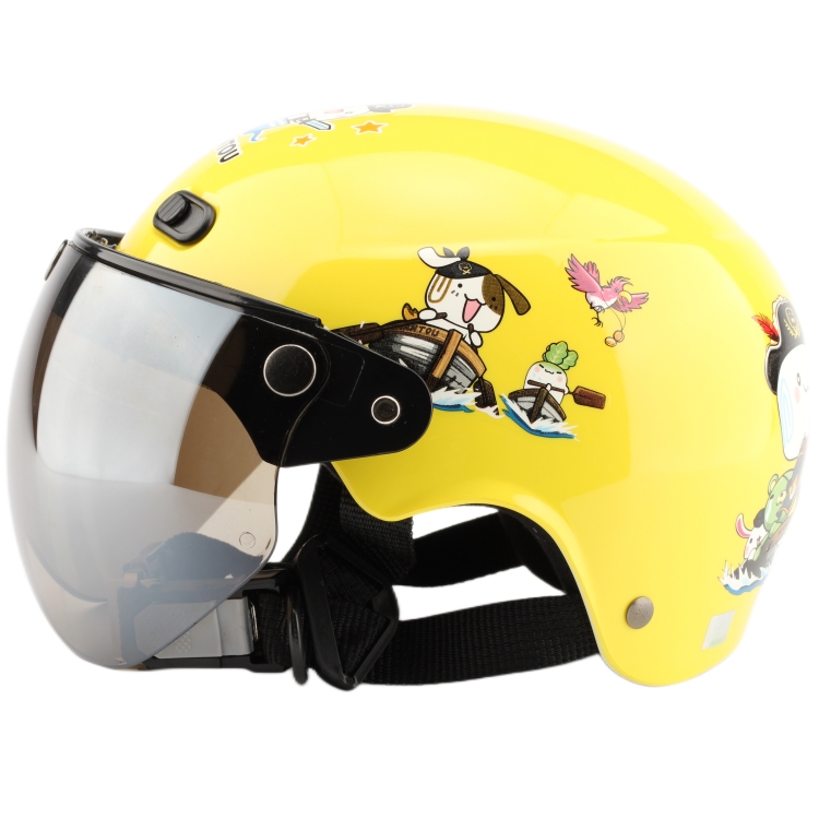 台湾限量海盗馒头黄色电动摩托车儿童头盔男女小孩安全帽防晒夏季