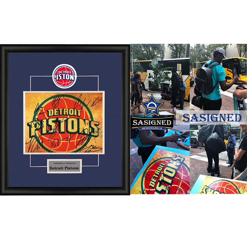 底特律活塞队Detroit Pistons亲笔签名照片裱框含SA证书 SA Proof