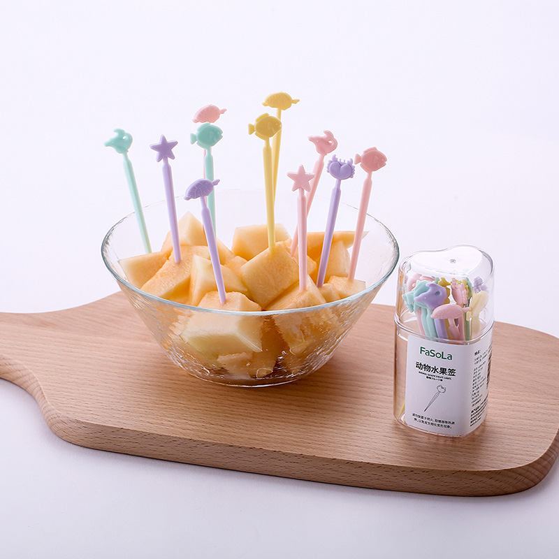 日本创意水果签可爱卡通小叉子儿童点心便当蛋糕甜品装饰签水果叉