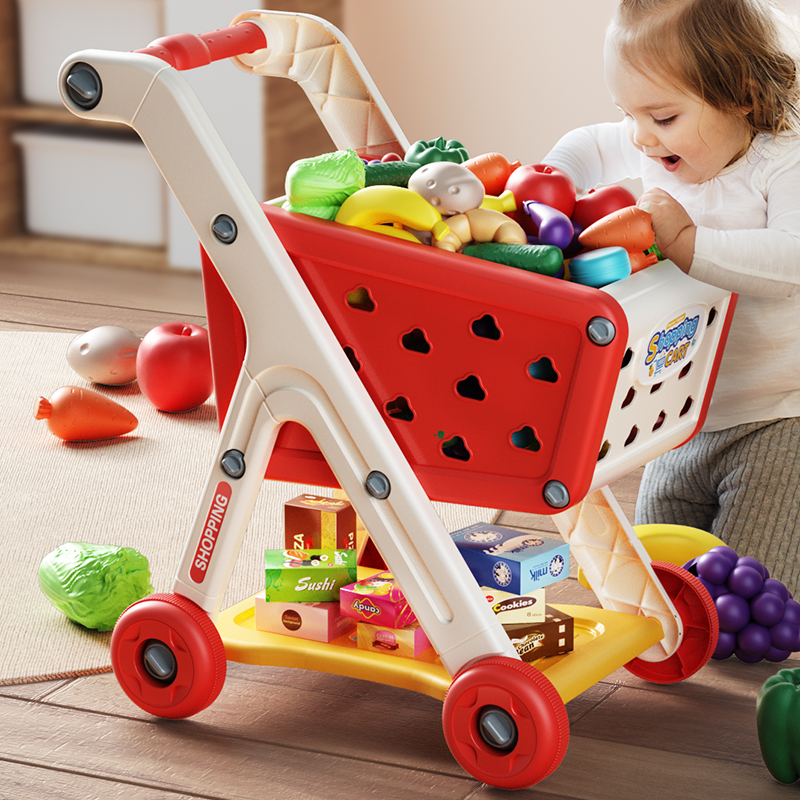 大号儿童购物车玩具宝宝超市小推车女孩手推车3岁2水果切乐过家家