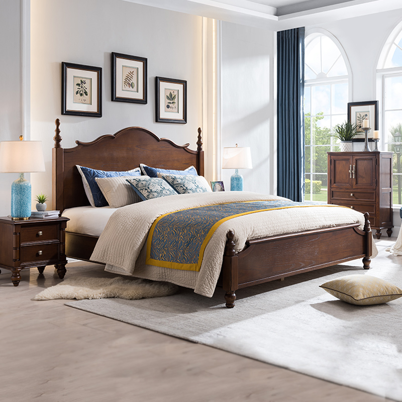 美式主卧床实木1.8米床白蜡木结婚床双人床2020年新款床1.5米家具