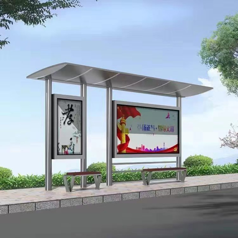 厂家设计候车亭 不锈钢公交站台滚动换画广告灯箱 广告宣传栏站牌