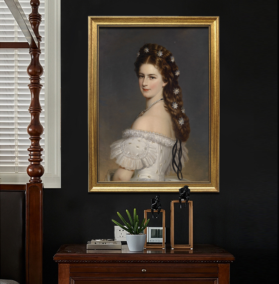 宫廷油画欧式人物油画茜茜公主画像有框装饰画客厅玄关墙面 挂画