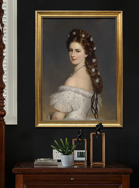 宫廷油画欧式人物油画茜茜公主画像有框装饰画客厅玄关墙面 挂画