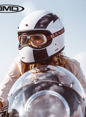 DMD复古头盔碳纤维摩托车巡航哈雷全盔夏季骑行VESPA踏板四季男女