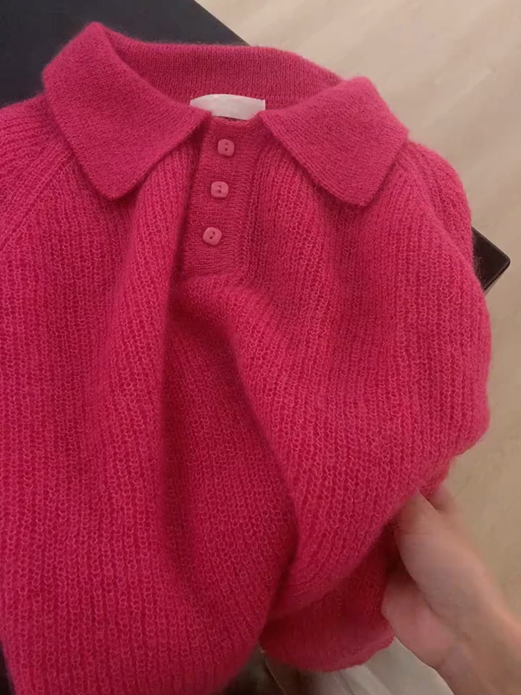 高级感超好看的树莓色羊绒衫毛衣女2023年秋冬软糯温柔针织衫上衣