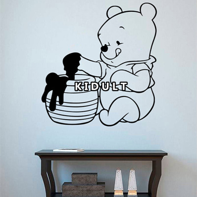 小熊玩泥巴贴画迪士尼卡通可爱墙贴儿童房卧室幼儿园背景墙装饰贴