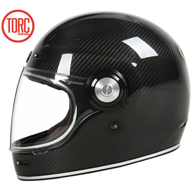 TORC碳纤维头盔全盔覆式复古头盔男女摩托车个性酷机车四季轻便式