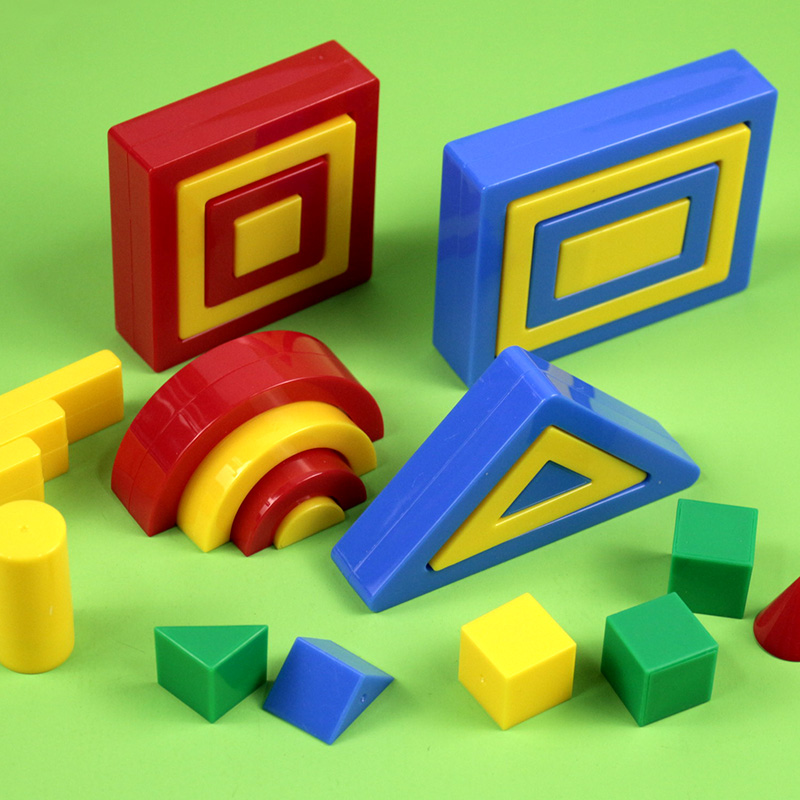 塑料积木几何体小学数学幼儿园学前启蒙玩具图形的认识与拼搭半圆形圆锥体球体正方形长方形正方体长方体