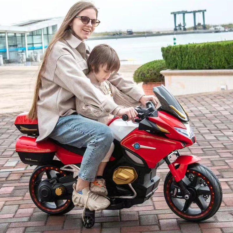 儿童电动摩托车可坐大人带男女宝宝遥控玩具车小孩大号充电童车