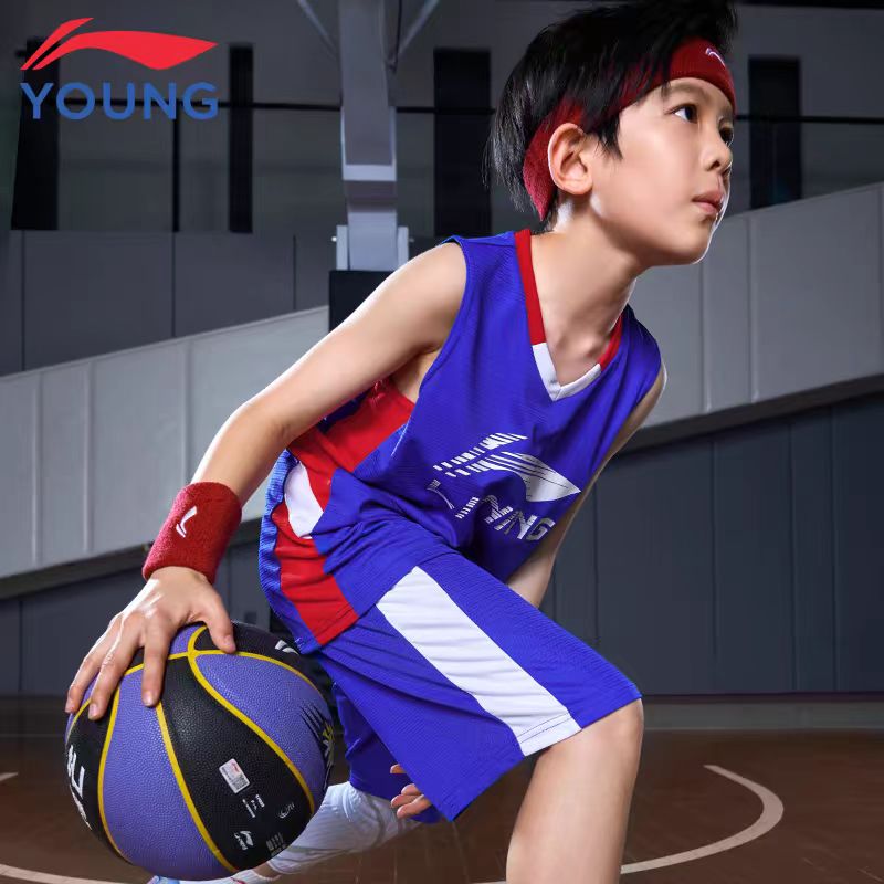 李宁儿童篮球套装2024夏季款速干冰爽科技男童大童专业比赛运动服