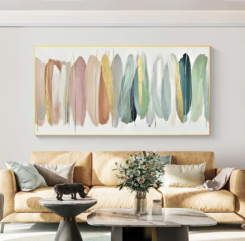 大芬村手绘油画彩色现代简约客厅装饰画卧室餐厅玄关轻奢抽象壁画