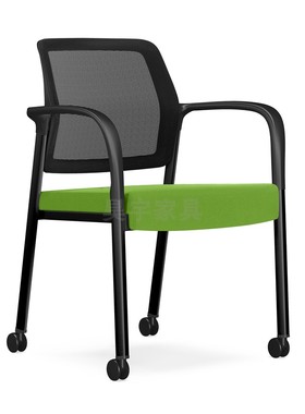 网布透气办公室接待椅带扶手滑轮会议椅图书阅览椅单位培训椅子