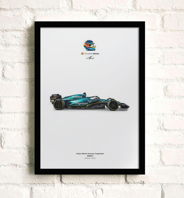 阿隆索海报阿斯顿马丁装饰画F1车手挂画方程式赛车挂画汽车壁画
