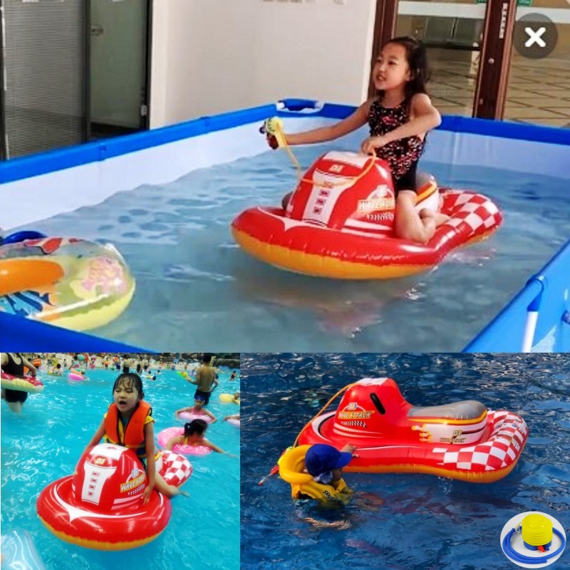 儿童充气带水枪摩托艇玩具战斗飞机水上乐园男女成人喷水座骑泳圈