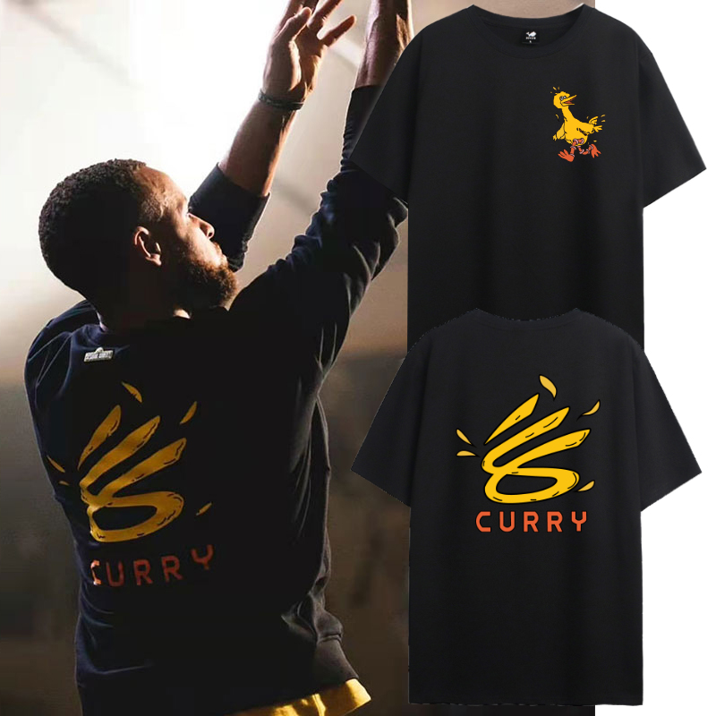 2023库里同款标志短袖T恤LOGO勇士curry9联名芝麻街青少年篮球夏