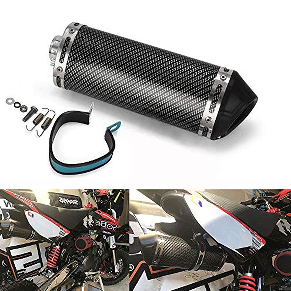 摩托车改装排气管消音尾喉铝材质加塑料盖仿碳纤消音器