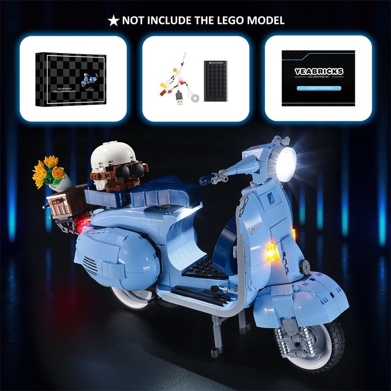 灯饰不含积木 适用乐高10298韦士柏Vespa踏板摩托车LED灯光组配件