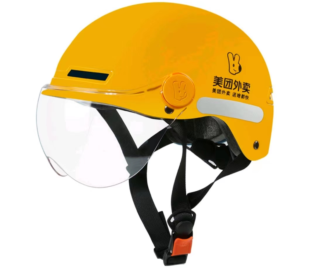 美团外卖头盔电动摩托车男夏季骑手装备女安全帽专送半盔四季通用