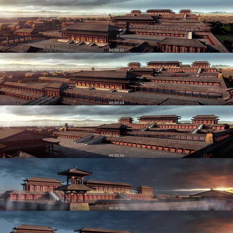 古代皇宫 宏伟大气宫殿皇宫 古建筑宫廷 3D动画三维漫游 视频素材