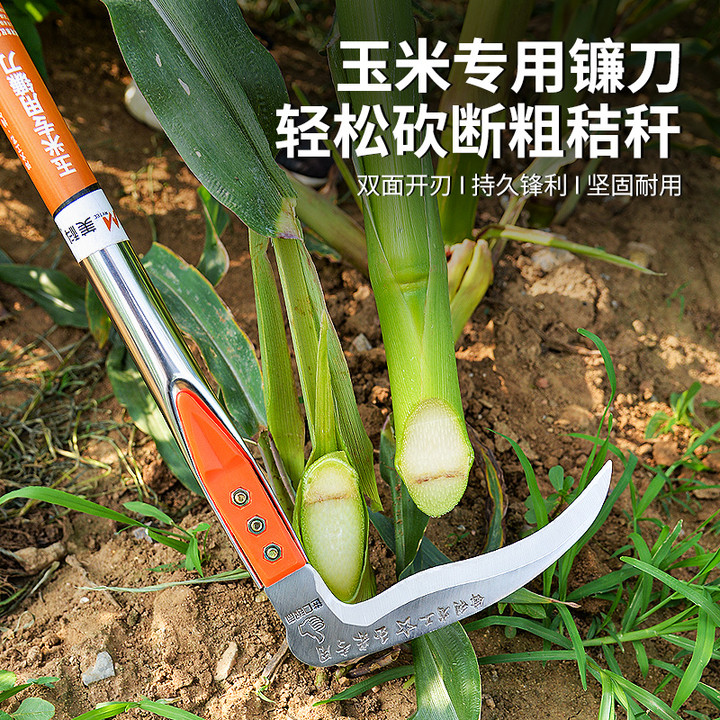 割玉米专用镰刀户外长柄割草刀农用豆子秸秆连刀农具割玉米杆神器