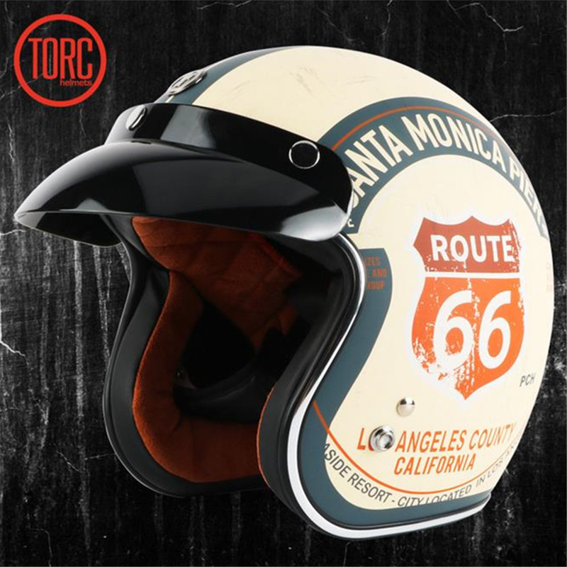 复古摩托车头盔做旧机车盔DOT认证美式风格3/4头盔带帽檐男女通用