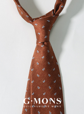 吉约蒙男士时尚休闲潮流领带褐色腰果纹商务正装上班新郎结婚领带