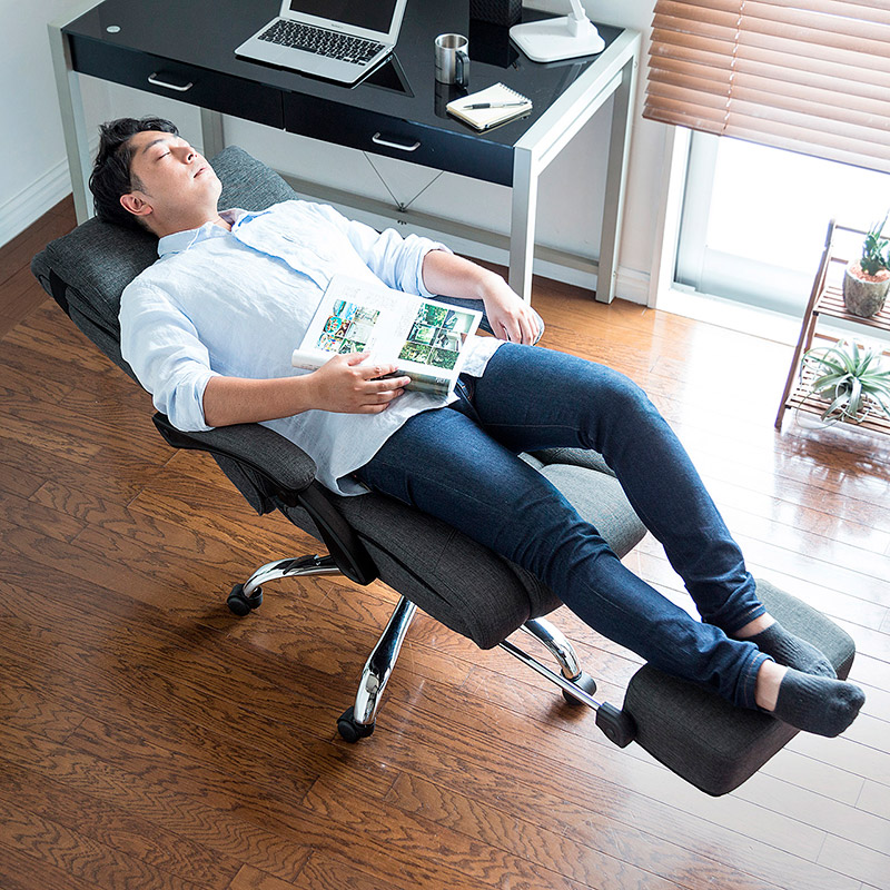 日本SANWA可躺电脑椅办公椅午睡升降转椅带脚踏布面老板椅职员椅