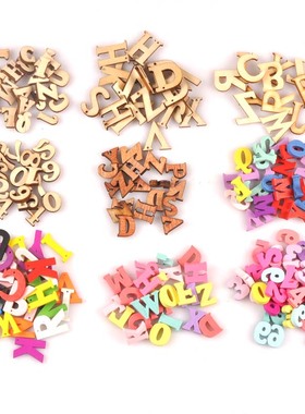 2020新款彩色木制字母数字幼儿园手工DIY材料100个/包