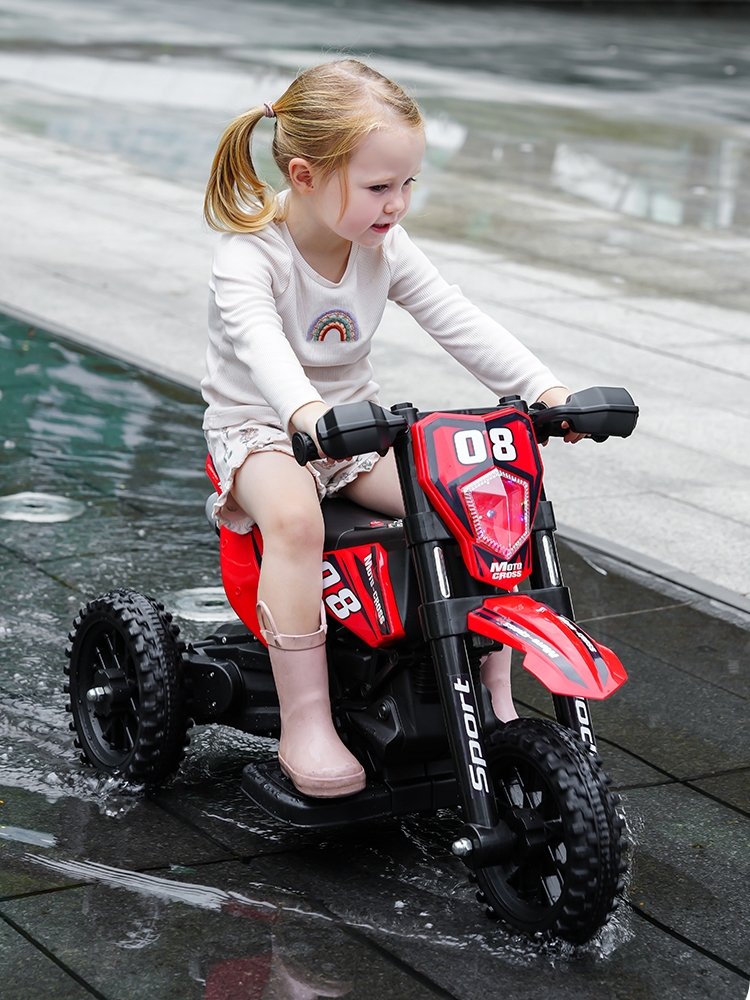 越野儿童电动摩托车宝宝电瓶三轮车小孩充电童车遥控玩具车可坐人