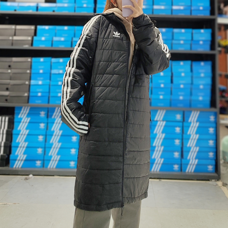 三叶草棉服男款中长款阿迪达斯棉衣HM2461棉袄羽绒服冬季保暖外套