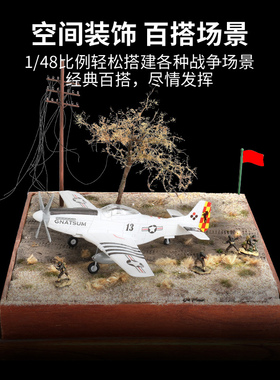 4D模型野马战斗机拼装模型美国二战P51野马飞机免胶分色快拼玩具