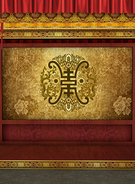 戏曲幕布屏风中国风中式古典古代柱子高清LED大屏幕舞台虚拟图片