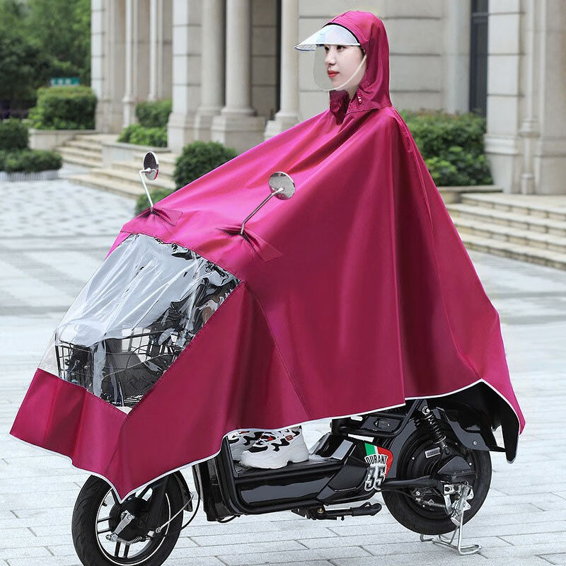 趣可加厚单人雨衣电动车雨披摩托车男女成人骑行电瓶车雨衣大帽檐