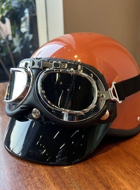 frg3C安全认证电动车头盔哈雷复古摩托电车帽夏季潮牌女款半