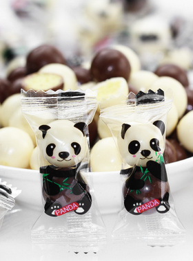 熊猫夹心巧克力豆散称批发麦丽素糖果网红创意独立包装儿童小零食