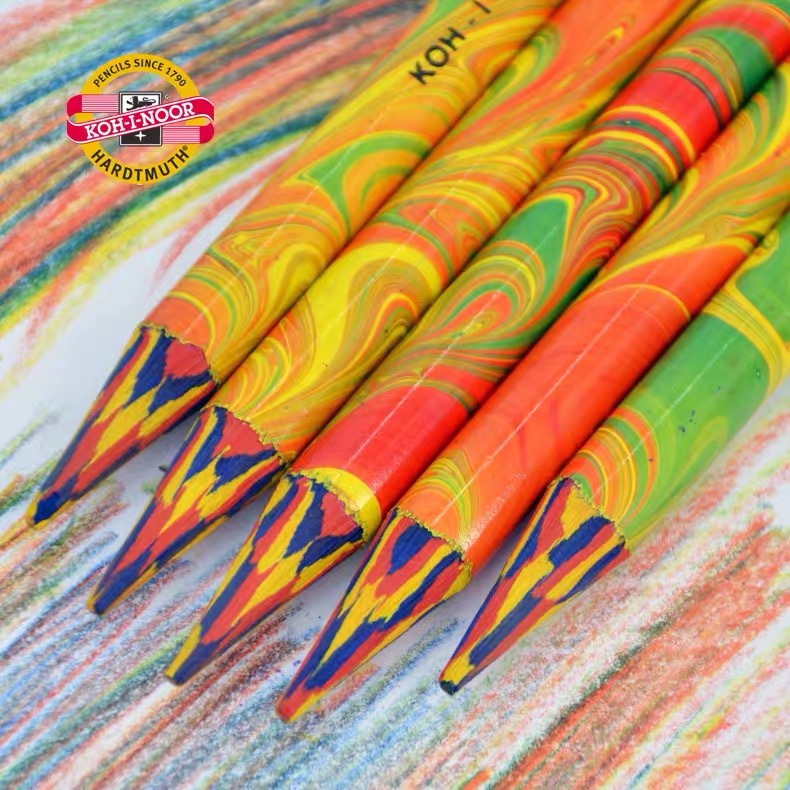 捷克进口酷喜乐四色彩色铅笔一笔多色彩铅绘画无木魔幻彩虹铅笔