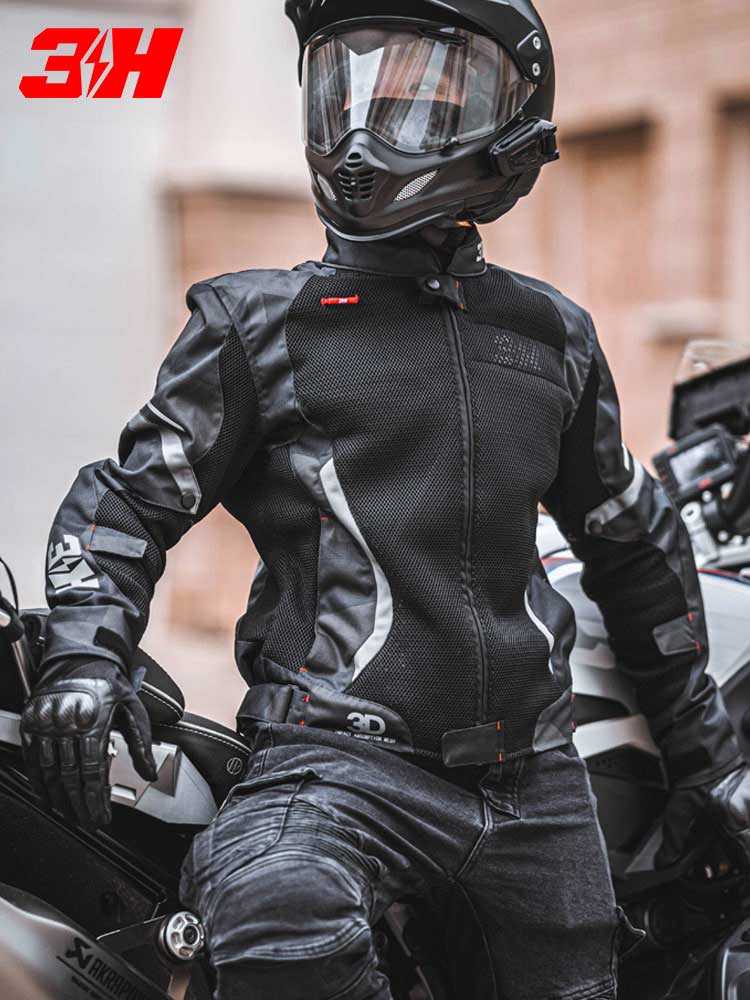 3h骑行服摩托车男夏季机车赛车服骑行装备透气防摔骑士服防护上衣