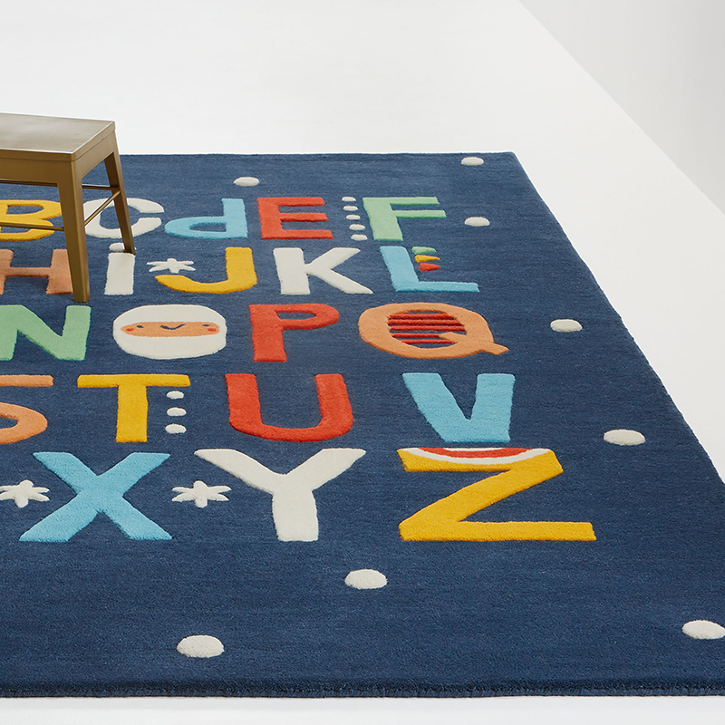 卡通加厚客厅地毯儿童益r智地垫26个字母长方地毯卧室床边可爱地